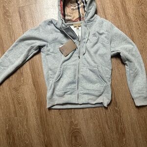 Medium burberry zip up hoodie grey